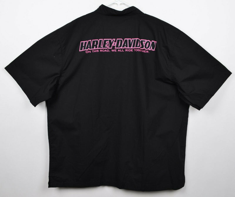 Harley-Davidson Men's Sz 2XL Pink Label Breast Cancer Black Short Sleeve Shirt