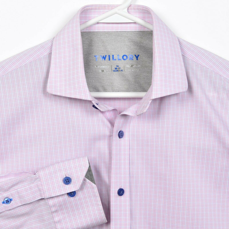 Twillory Men's 16 36-37 Tailored Pink Cotton Coolmax Performance Fabric Shirt