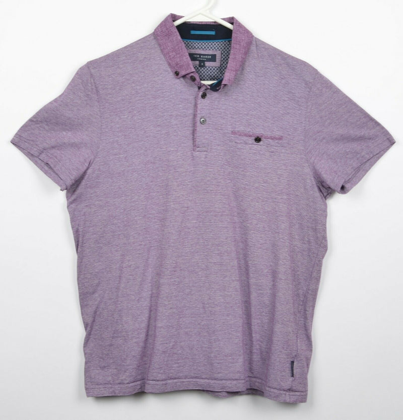 Ted Baker London Men's Sz 4 Heather Purple Short Sleeve Pocket Polo Shirt