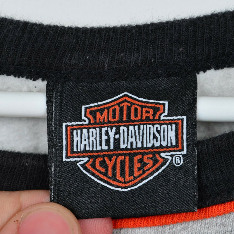 Vintage Harley-Davidson Men's 2XL Heather Gray Embroidered Eagle USA Sweatshirt