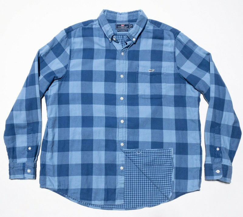 Vineyard Vines Tucker Shirt Double-Layer Flannel Blue Check Whale Men's XL Slim