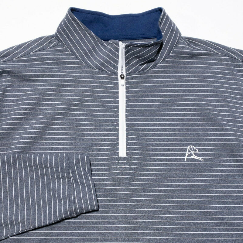 Rhoback Men's 1/4 Zip Golf Pullover Nylon Wicking Gray Stripe Dog Men's Large