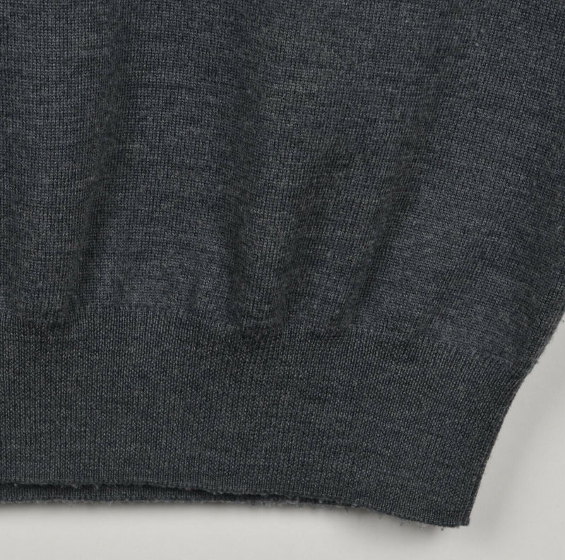 Peter Millar Men's Large 100% Merino Wool Gray V-Neck Golf Sweater Vest