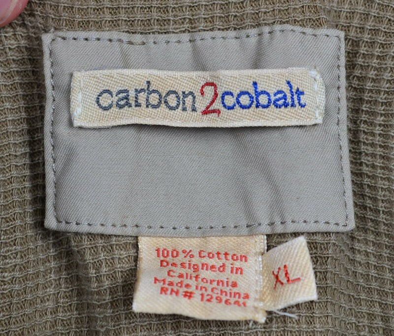 Carbon 2 Cobalt Men's XL Waffle Thermal Lined Khaki Collared Zip Snap Jacket