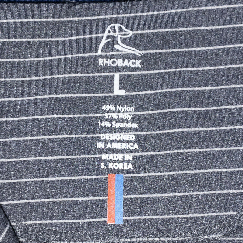 Rhoback Men's 1/4 Zip Golf Pullover Nylon Wicking Gray Stripe Dog Men's Large
