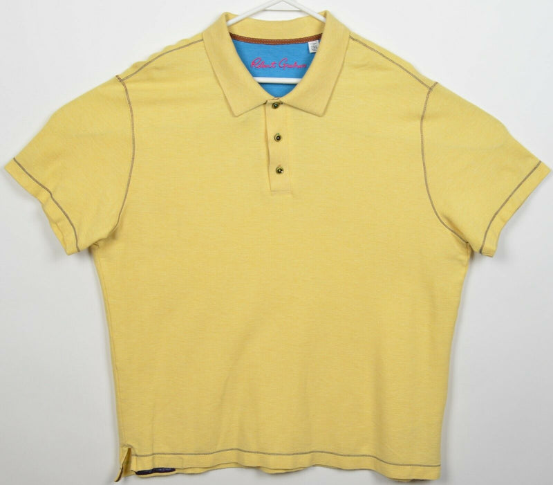 Robert Graham Men's 2XL Classic Fit Solid Yellow Cotton Modal Blend Polo Shirt