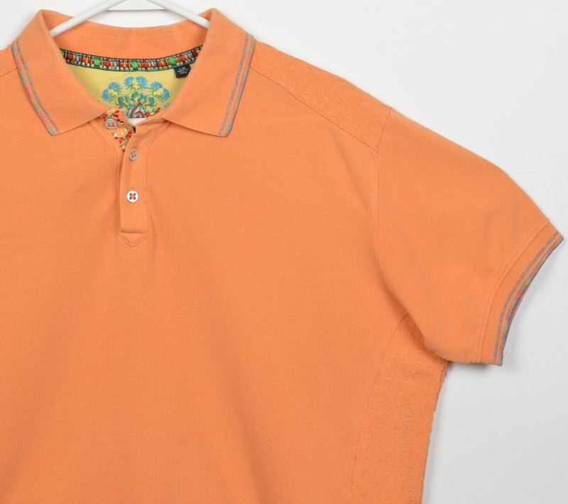 Robert Graham Men's Large Orange Pima Cotton Short Sleeve Polo Shirt