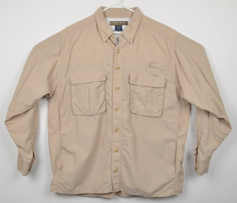 ExOfficio Men's Large Vented Solid Tan Fishing Hiking Long Sleeve Button Shirt