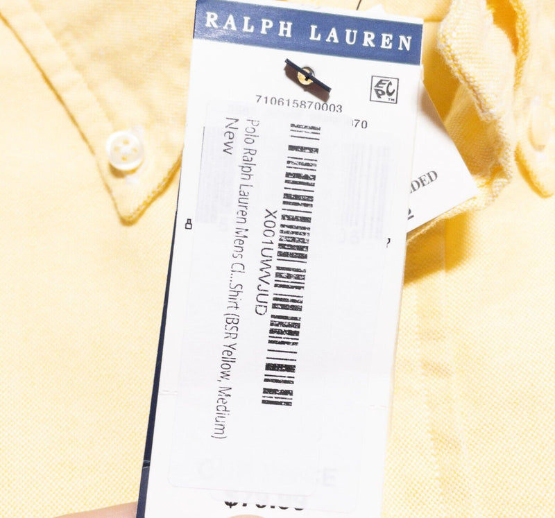 Polo Ralph Lauren Shirt Men's Medium Classic Fit Button-Down Oxford Solid Yellow