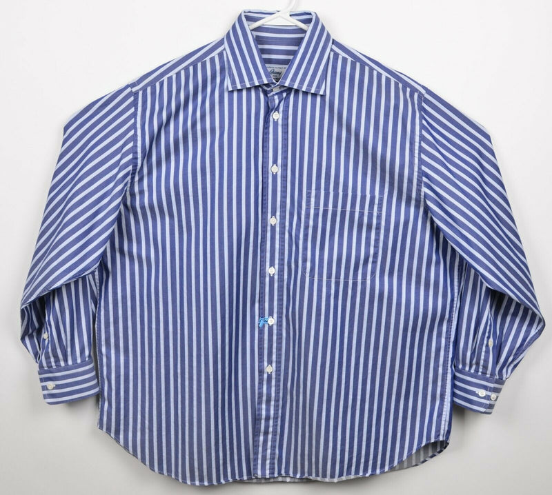 Brioni for Neiman Marcus Men's XL Blue Striped Made in Italy Dress Shirt