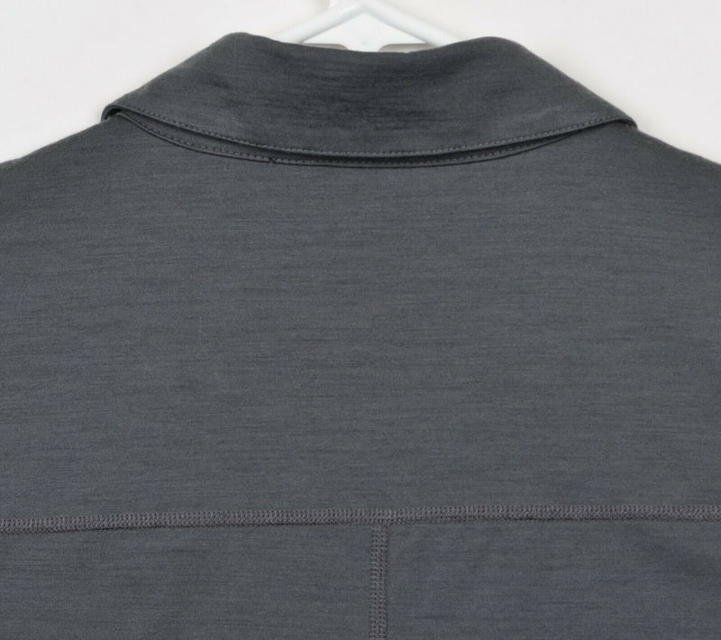 QOR Men's Sz Large Merino Wool Blend Gray Button-Front Hiking Flannel Shirt