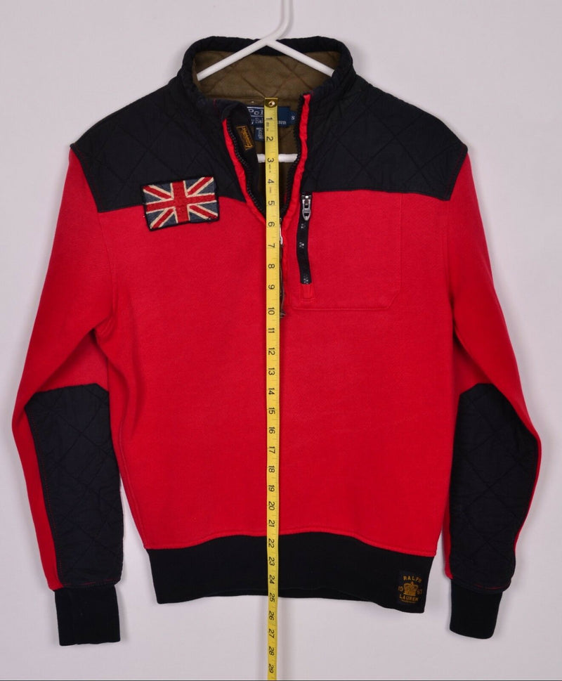 Polo Ralph Lauren Men's Sz Small British Flag Fleece Quilted Padded Sweatshirt