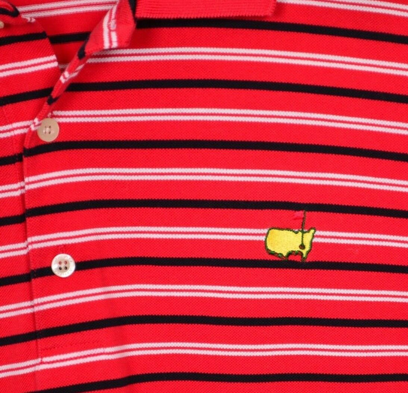 Augusta National Golf Shop Men's Sz XL Masters Logo Red Striped Golf Polo Shirt