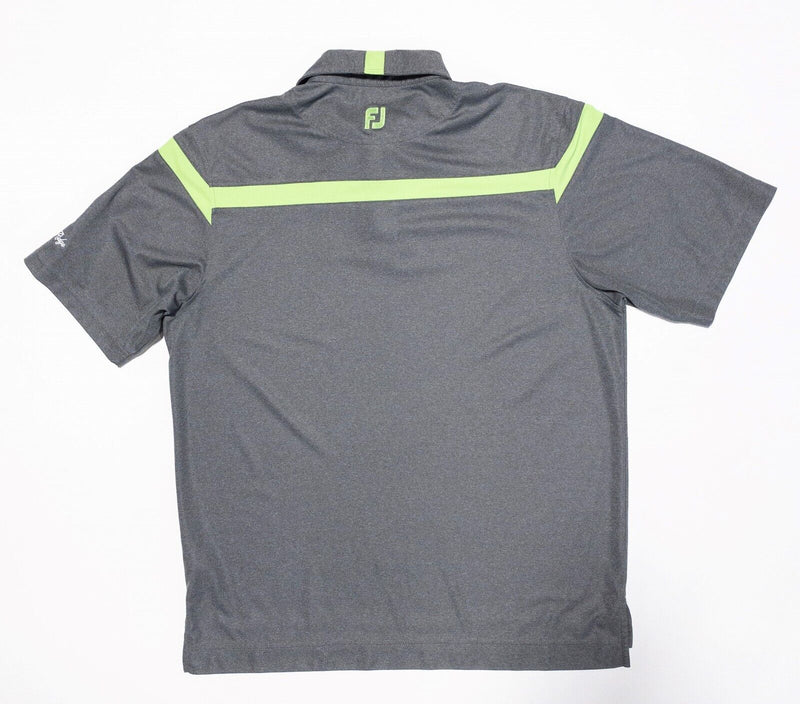 FootJoy Golf Shirt Large Men's Polo Heather Gray Lime Green Striped Wicking