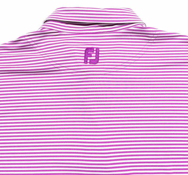 FootJoy Golf Shirt Men's XL Purple White Striped Wicking Performance Polo