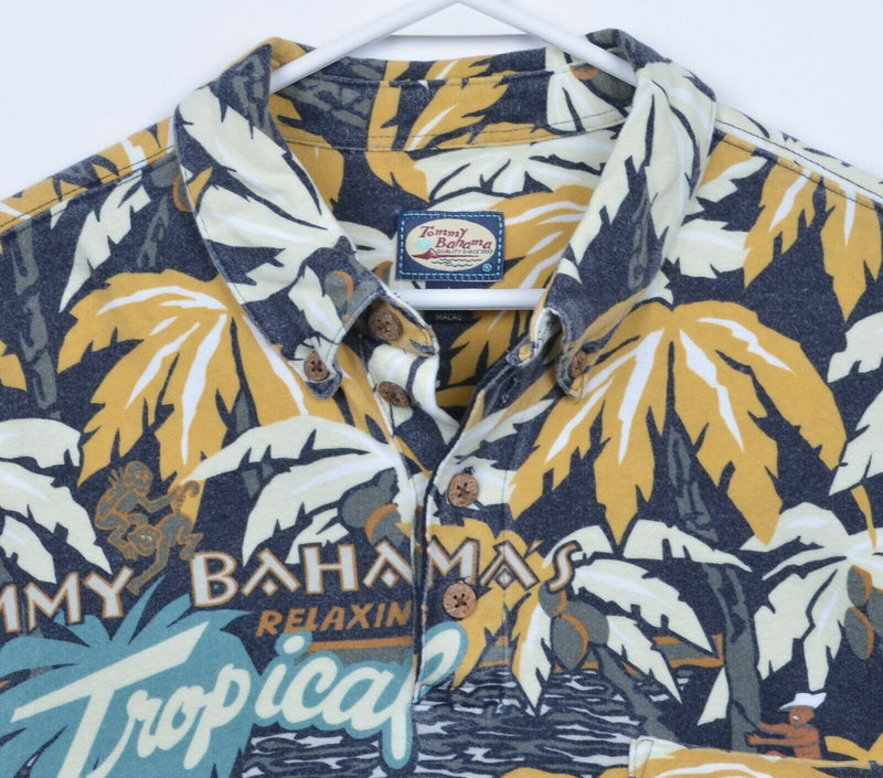 Tommy Bahama Men's Large Tropical Conga Room Floral Fish Drums Polo Shirt