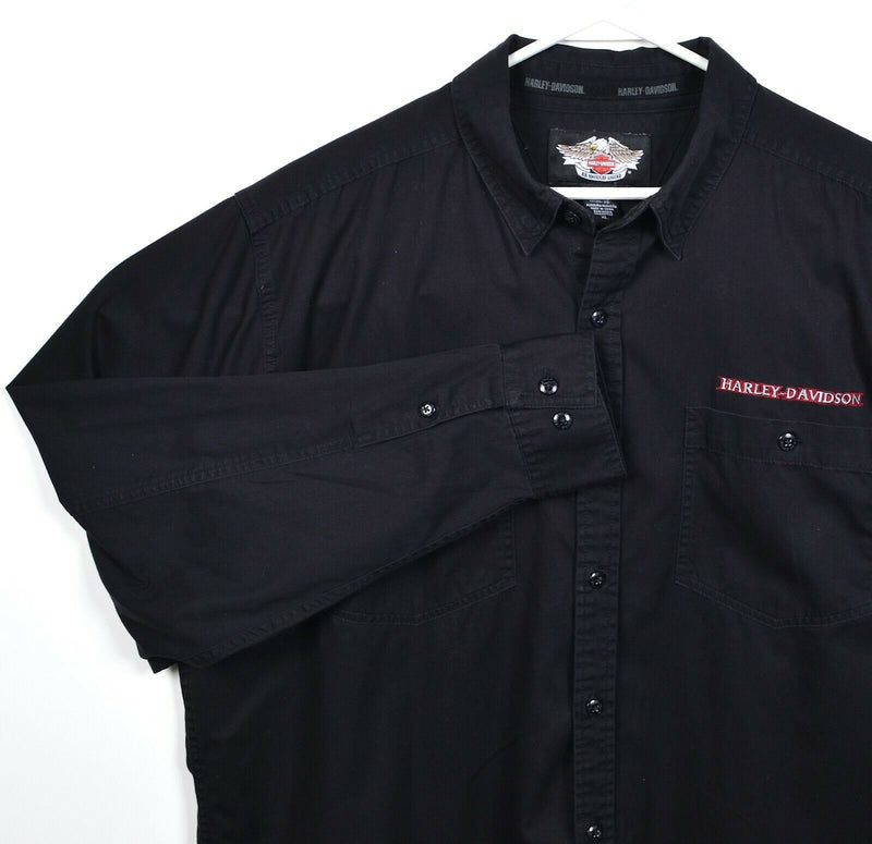 Harley-Davidson Men's XL Solid Black Flames Logo Garage Mechanic Biker Shirt