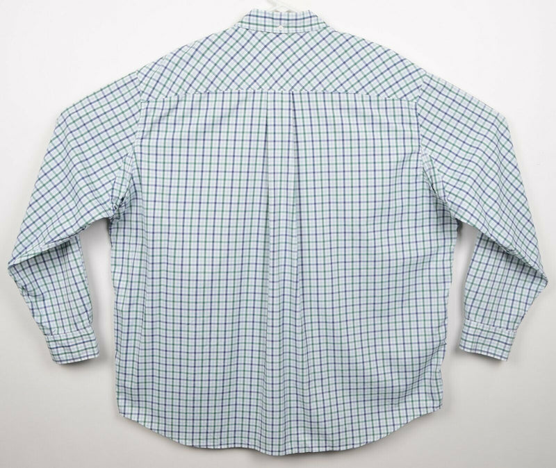 Duluth Trading Co Men's Sz 2XL Nylon Spandex Green Blue Plaid Dress Shirt