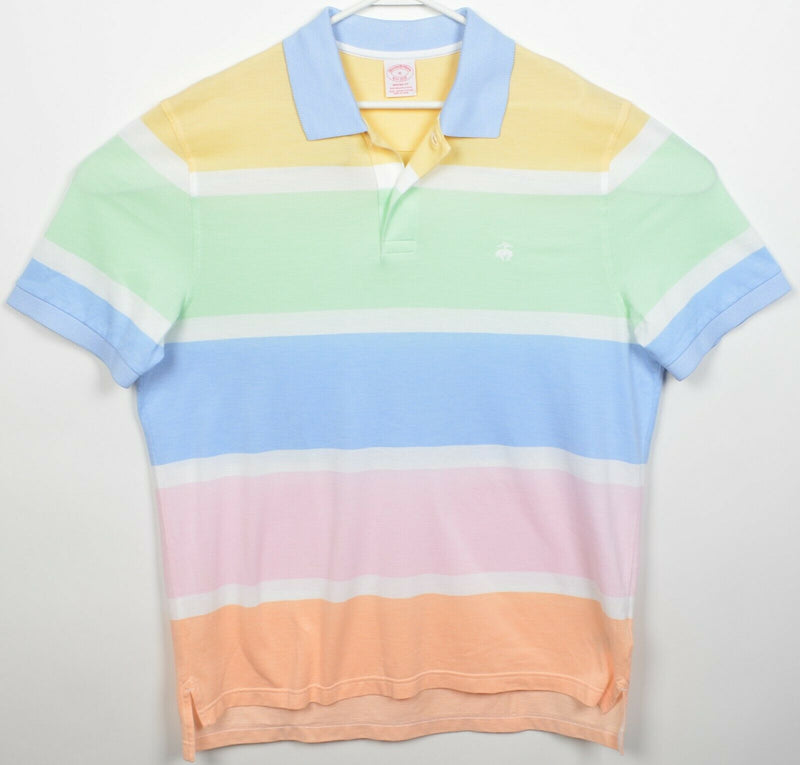 Brooks Brothers Men's XL Original Fit Multi-Color Striped Pastel Polo Shirt