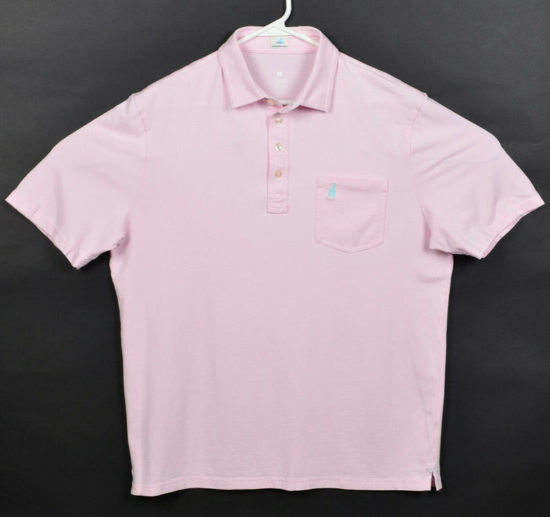 Johnnie-O Hangin' Out Men's Large Solid Pink Cotton Spandex Pocket Polo Shirt