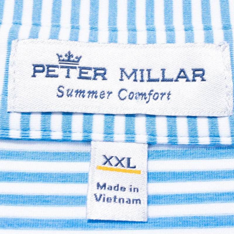 Peter Millar Summer Comfort Polo Men's 2XL Hales Performance Wicking Blue Stripe