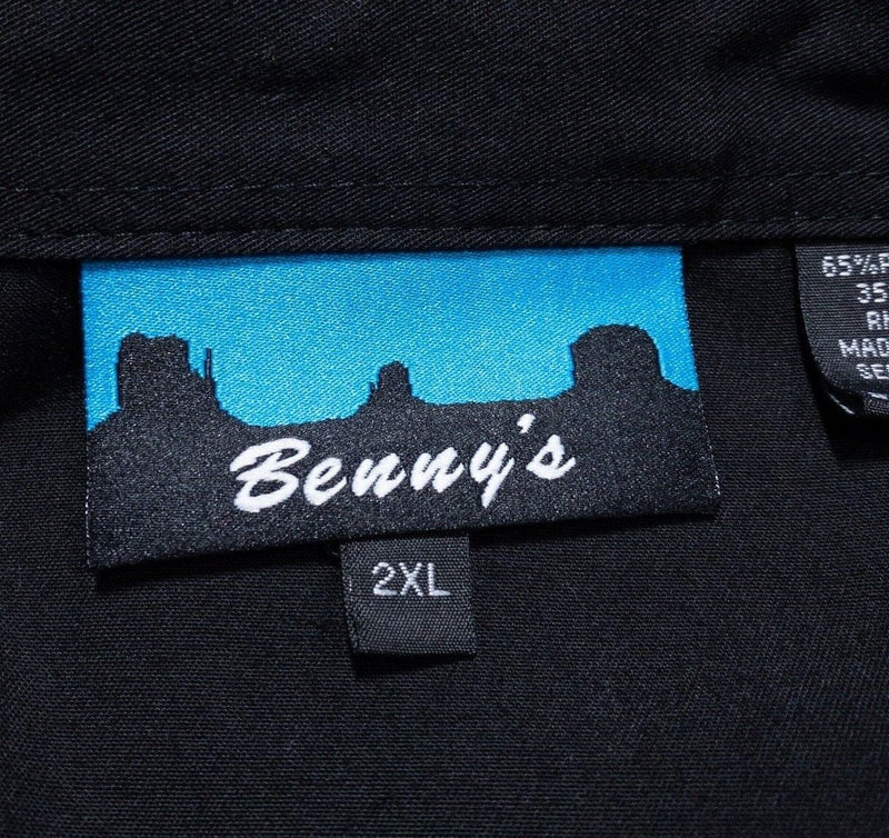 Benny's Pearl Snap Shirt 2XL Men's Black White Rope Smile Pocket Western Cowboy