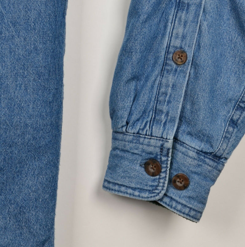 Woolrich Men's Small Denim Blanket Fleece Lined Button-Front Work Shirt Jacket