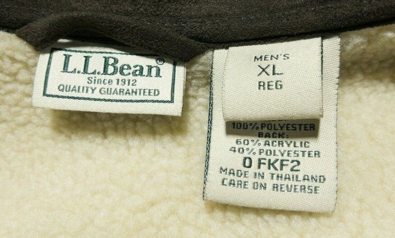 L.L. Bean Men's XL Microsuede Sherpa Lined Chocolate Brown Button-Front Coat