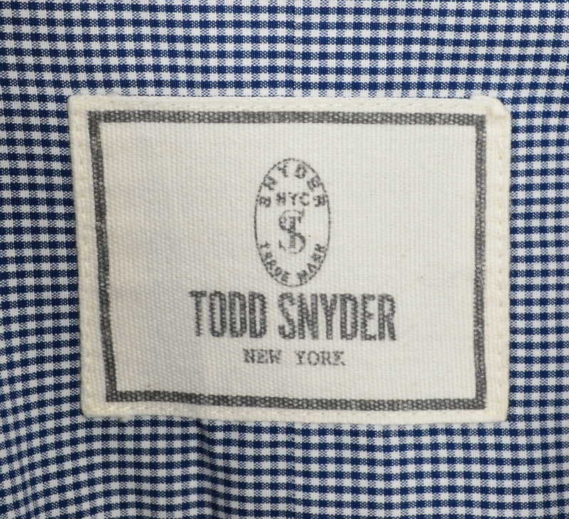 Todd Snyder Men's 16.5-32/33 Blue Micro-Check Button-Down Dress Shirt