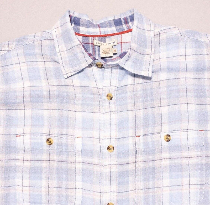 Carbon 2 Cobalt Button Shirt Medium Men's Blue Plaid Short Sleeve Button-Front