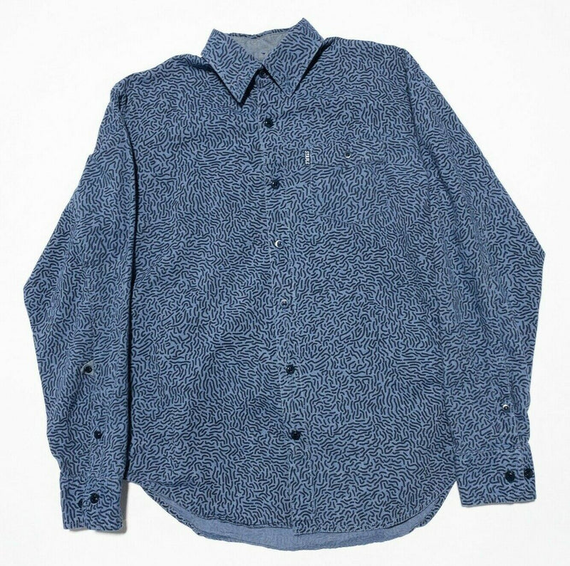 Staple Pigeon Brand Shirt Men's Medium Blue Squiggles Print Button-Front