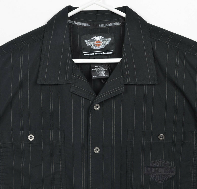 Harley-Davidson Men's XL Black Striped Garage Mechanic Biker Shirt