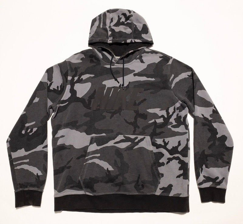 Nike Camo Hoodie Men's XL Gray Camouflage Pullover Drawstring Logo Sweatshirt