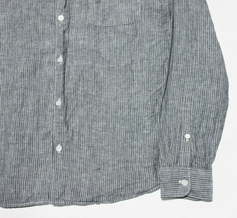 Everlane Linen Shirt Men's Medium Long Sleeve Gray Striped Button-Down