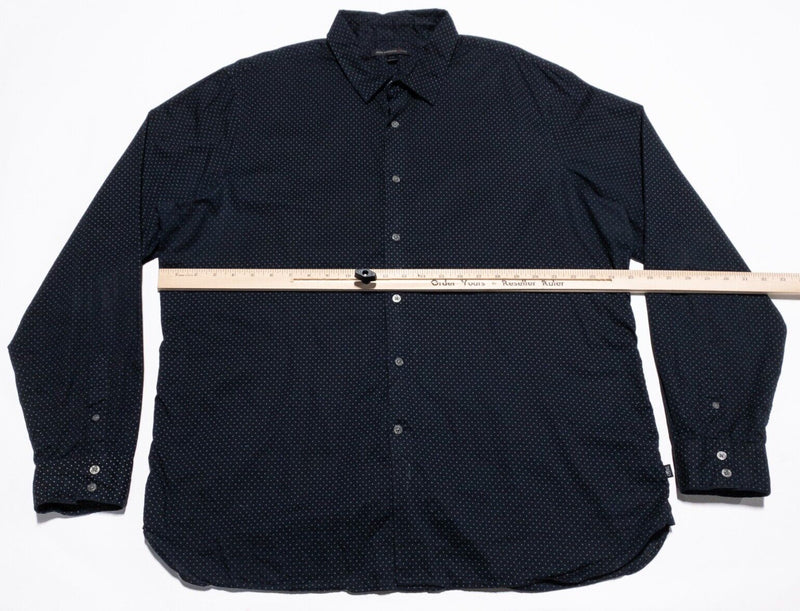 John Varvatos USA Shirt Men's 2XL Long Sleeve Polka Dot Pattern Black