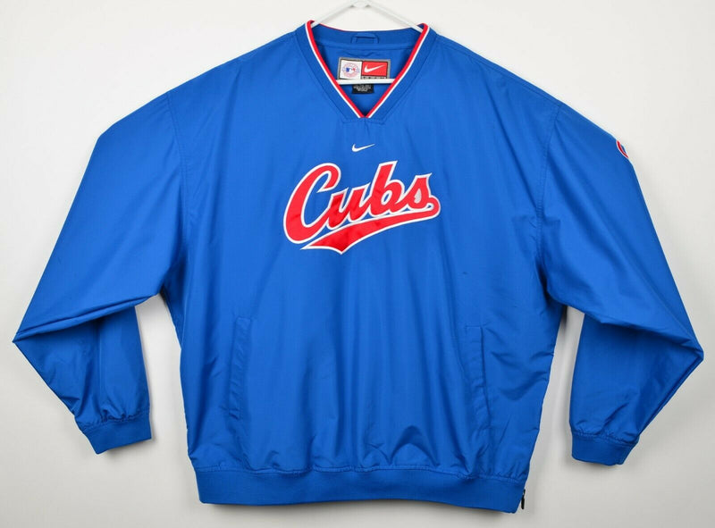 Chicago Cubs Men's 2XL Nike Team Center Swoosh Blue V-Neck Windbreaker Jacket