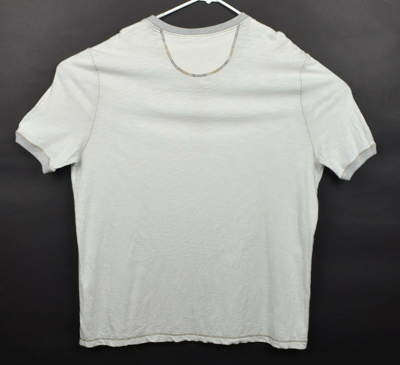 Carbon 2 Cobalt Men's Sz 2XL Henley Collar Solid White Gray Accent Shirt
