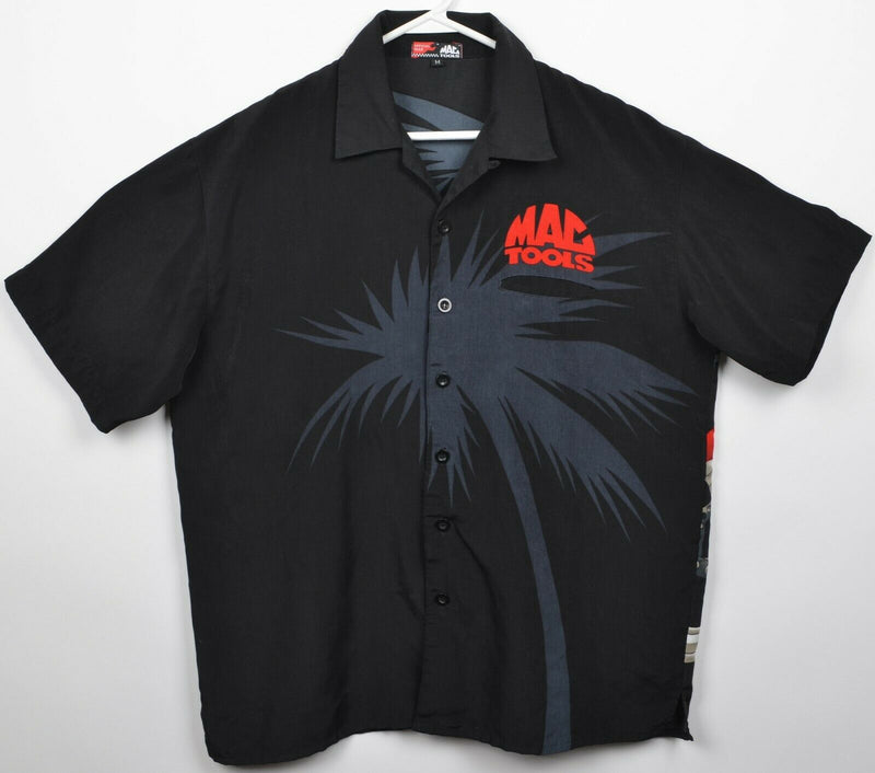 Mac Tools Men's Medium Motorcycle Palm Tree Chrome Graphic Polyester Camp Shirt