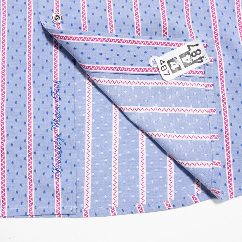 Robert Graham French Cuff 17.5 XL Mens Flip Cuff Floral Dog Blue Pink Stripe Dot