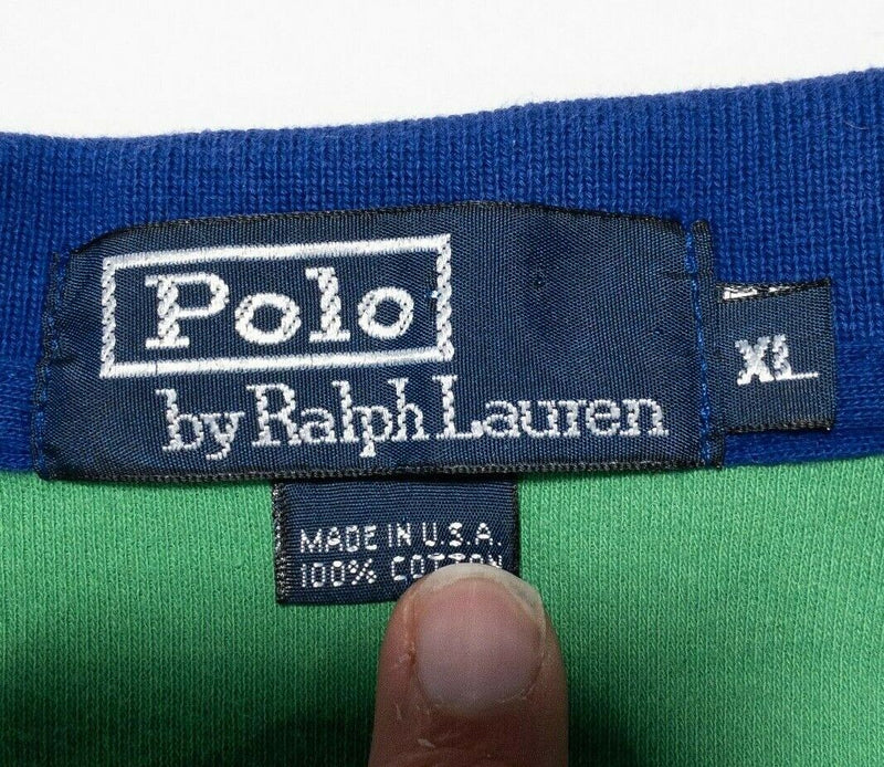 Polo Ralph Lauren Polo Shirt XL Men's Golf Colorful Striped Pink Vintage 90s USA