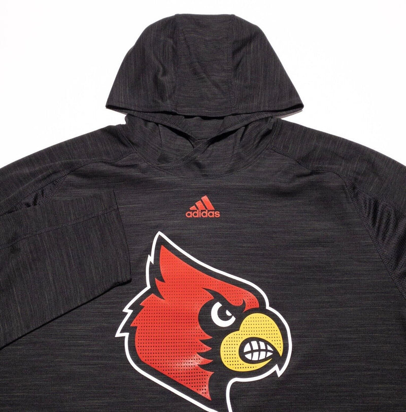 Louisville Cardinals Hoodie Men's 2XL Adidas Gray Pullover Team Issue Wicking