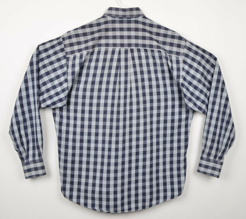Burberry London Men's Sz Medium Navy Blue Gray Plaid Check Long Sleeve Shirt
