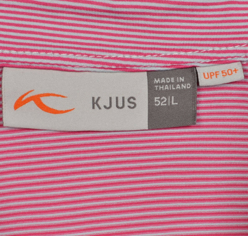 KJUS Men's Large/52 Pink Striped Golf Wicking UPF 50+ Soren Stripe Polo Shirt