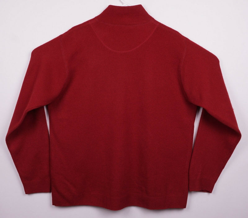 Boden Men's Sz Large 100% Lambswool Solid Red 1/4 Zip Pullover Sweater