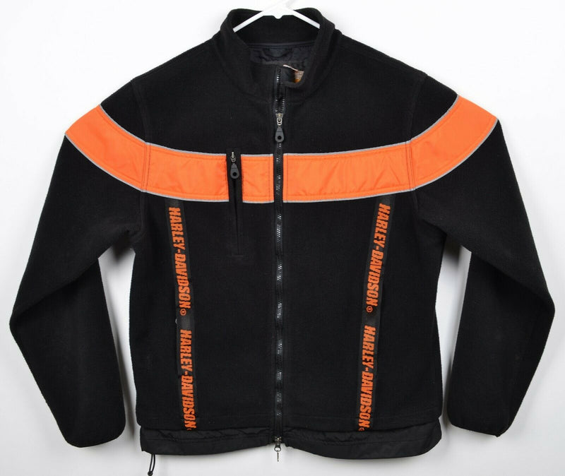 Harley-Davidson Men's Large Lined Fleece Black Orange Reflective Riding Jacket