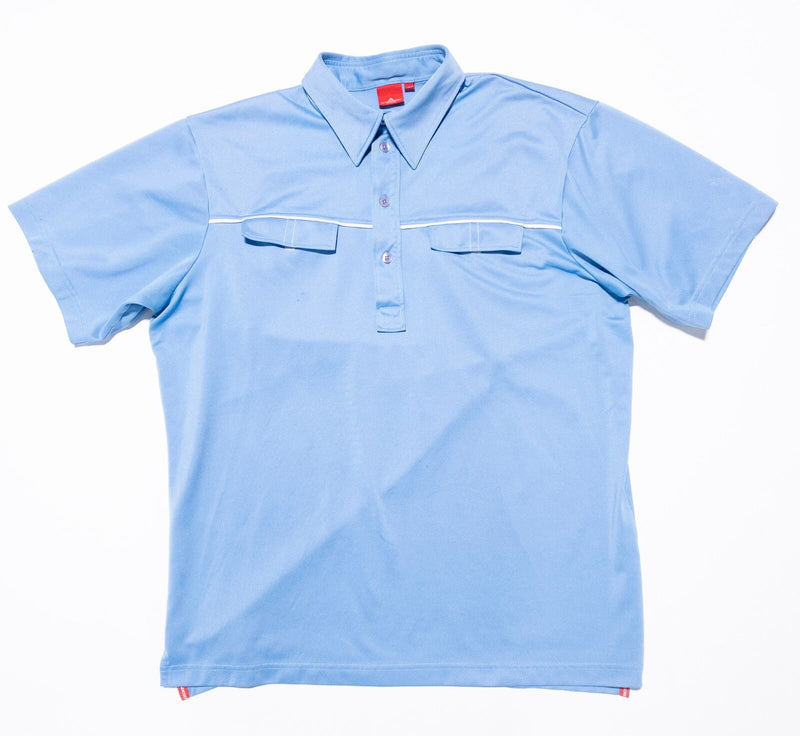 J.Lindeberg Polo Shirt Men's Large Golf Wicking Light Blue Pockets Performance