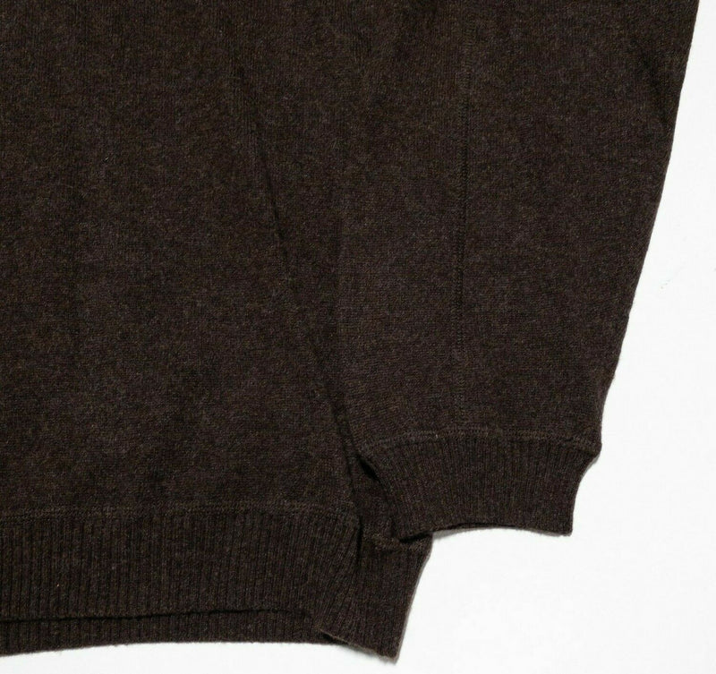 John W. Nordstrom JWN Men's XL 100% Cashmere Solid Brown 1/4 Zip Sweater