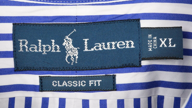 Polo Ralph Lauren Men's XL Classic Fit Blue White Striped Pony Button-Down Shirt