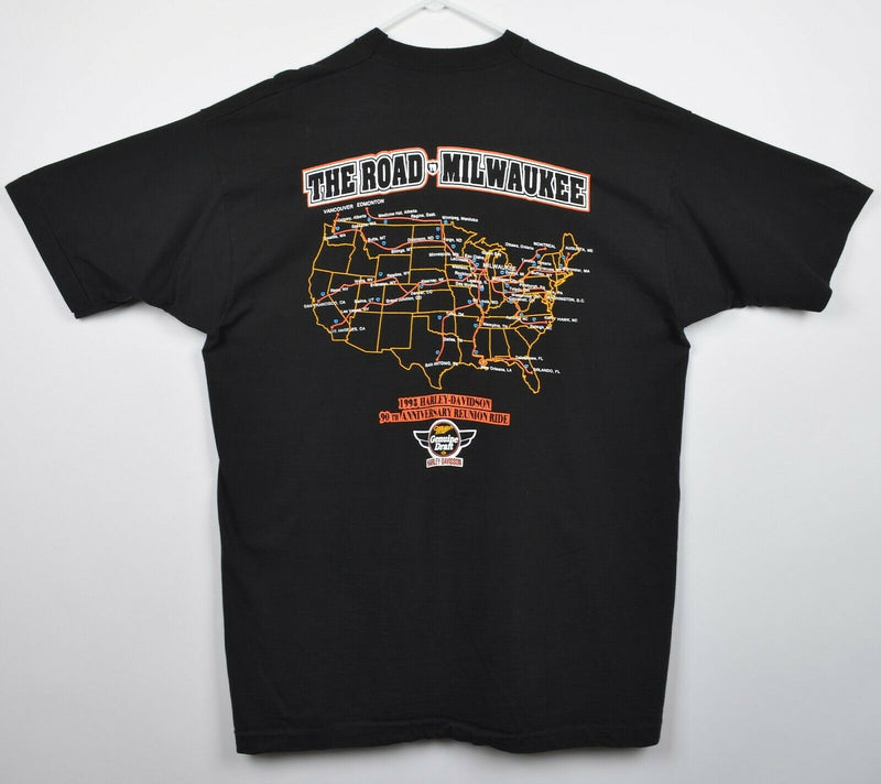Vintage 93 Harley-Davidson Men's 2XL Miller Genuine Draft 90th Anniversary Shirt