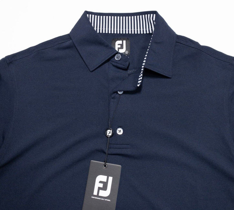 FootJoy Golf Shirt Small Men's Polo ProDry Solid Lisle Navy Blue Wicking Stretch